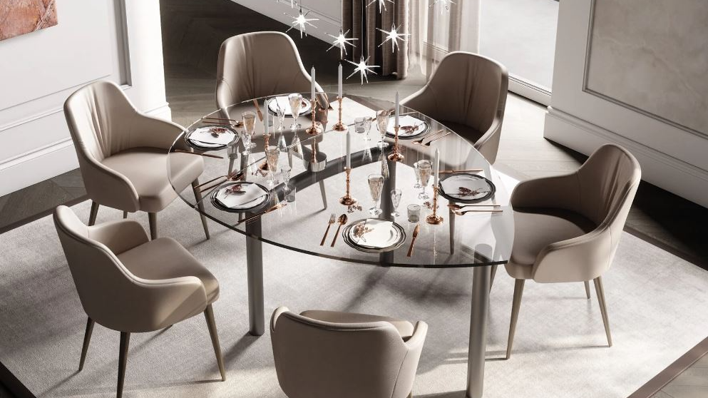Policleto Allungabile Dining Table by Reflex: Modern Italian Glass Dining Design                                                                                                                                                                               