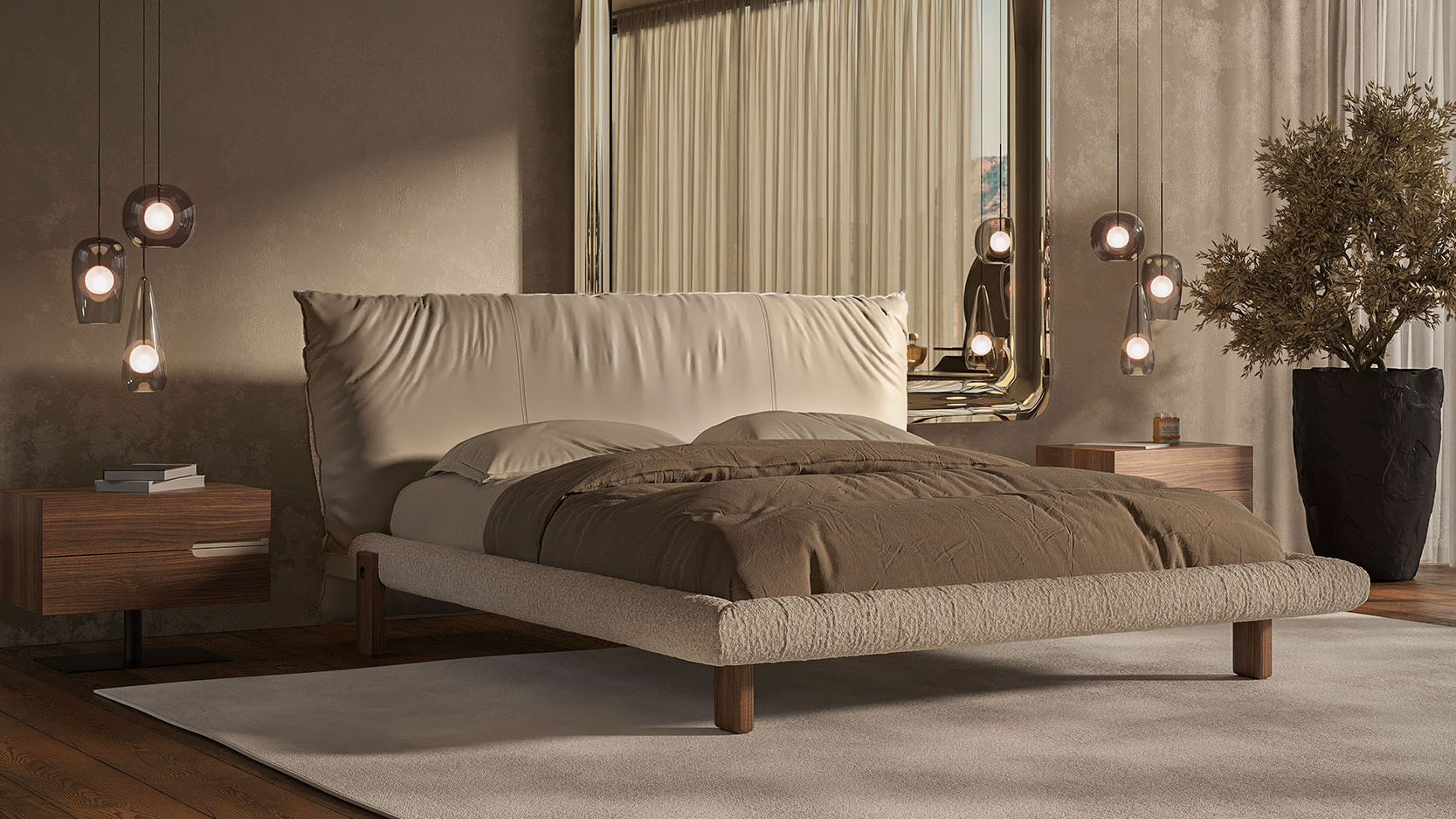 Pascal Bed by Cattelan Italia: Modern Italian Comfort and Sculptural Design