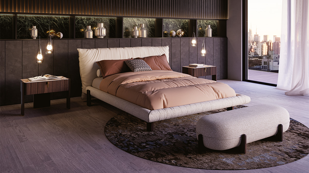 Pascal Bed by Cattelan Italia: Modern Italian Comfort and Sculptural Design