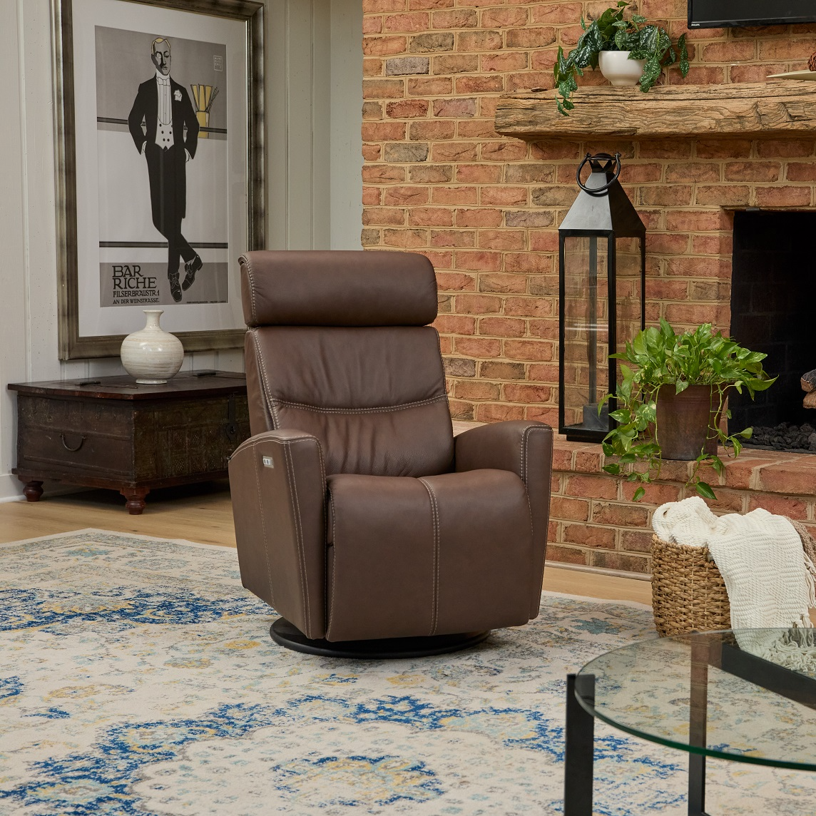 Fjords レザー オットマン Amazon.com: Fjords Mustang Large Leather Recliner Chair and