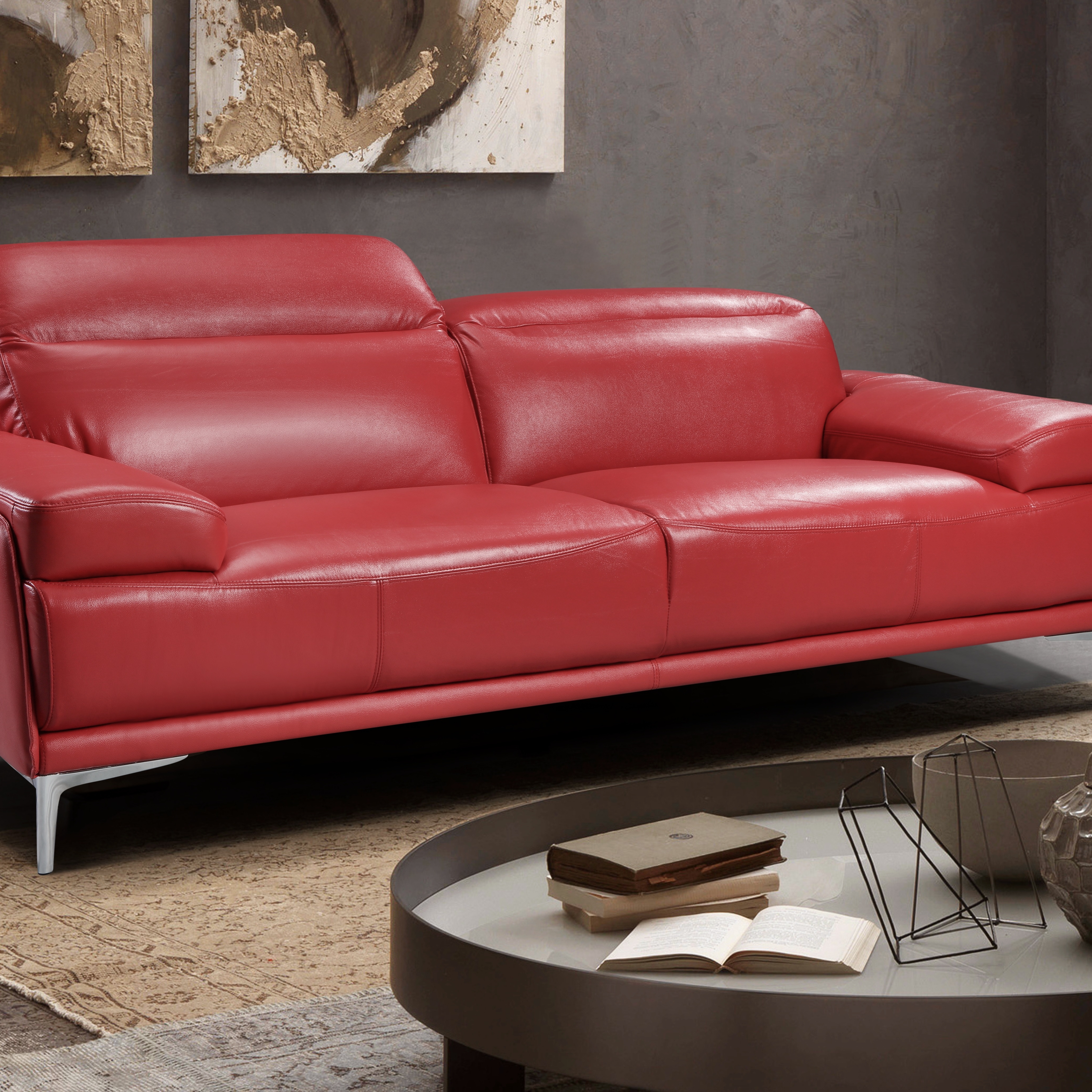 Nicolo Red Sofa Side View Room Setting.jpg