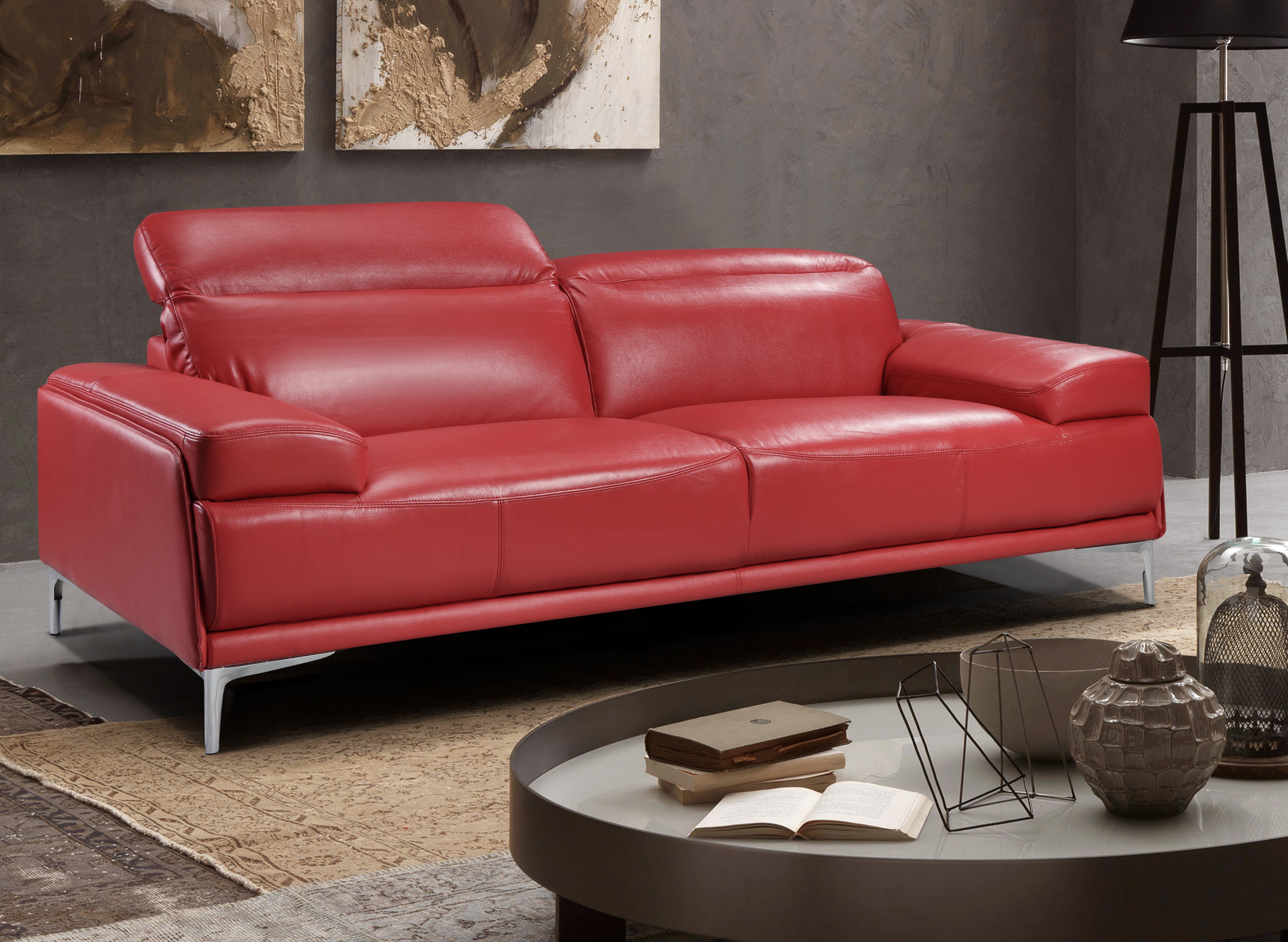 Nicolo Red Sofa Side View Room Setting.jpg