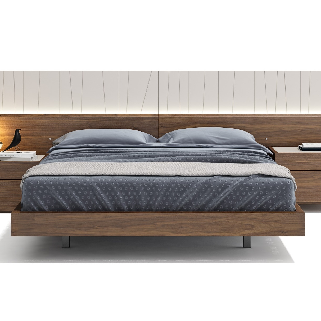 Porto Walnut Bed with Nightstands Front View.jpg